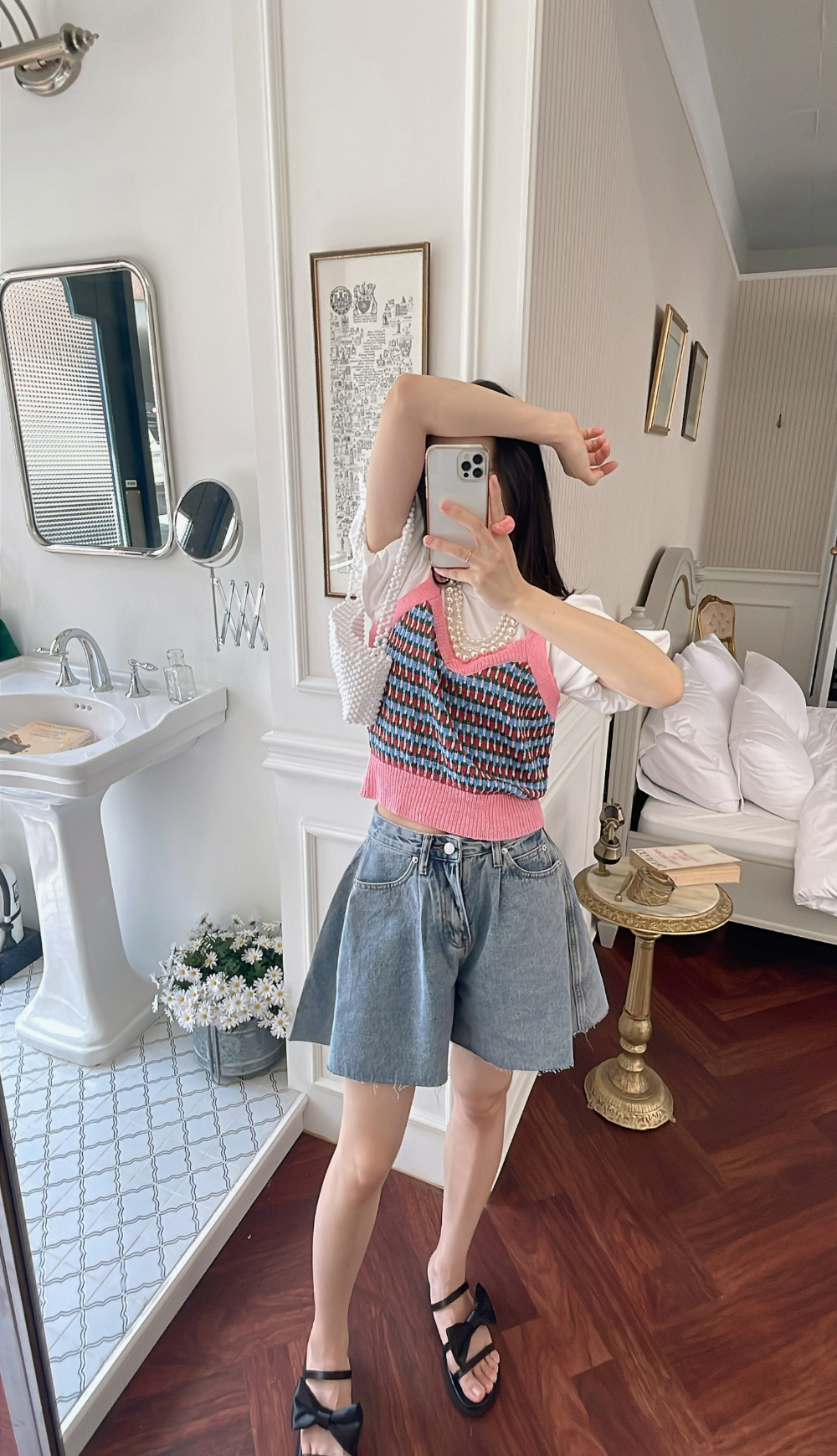 カラフルニットビスチェレイヤード風Tシャツ | レディース