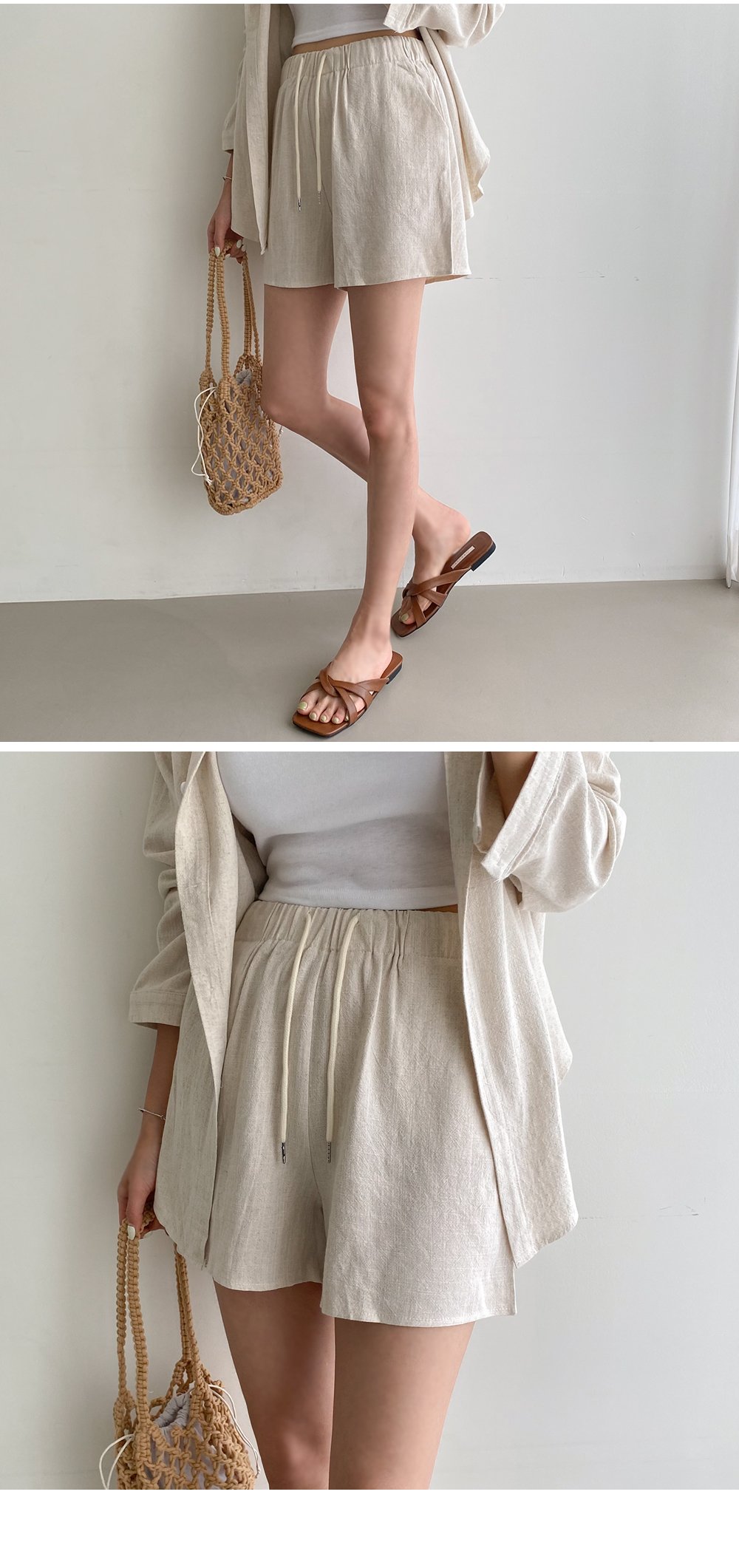 【boohoo】リネンディープポケットシャツ＆ショートパンツセット ap retro パンツ 「セットアップ対応」リネンタッチセンター
