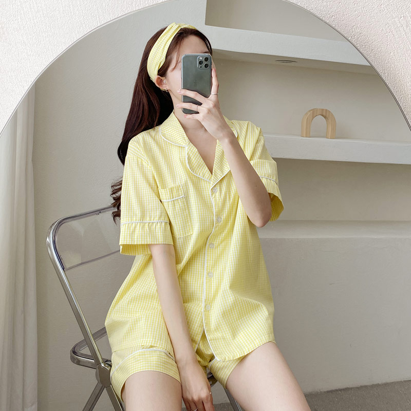 ヘアバンド付チェックパジャマSET | レディースファッション通販 - DHOLIC