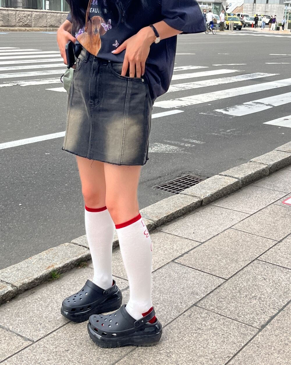 y2kフレイドヘムデニムスカート | レディースファッション通販