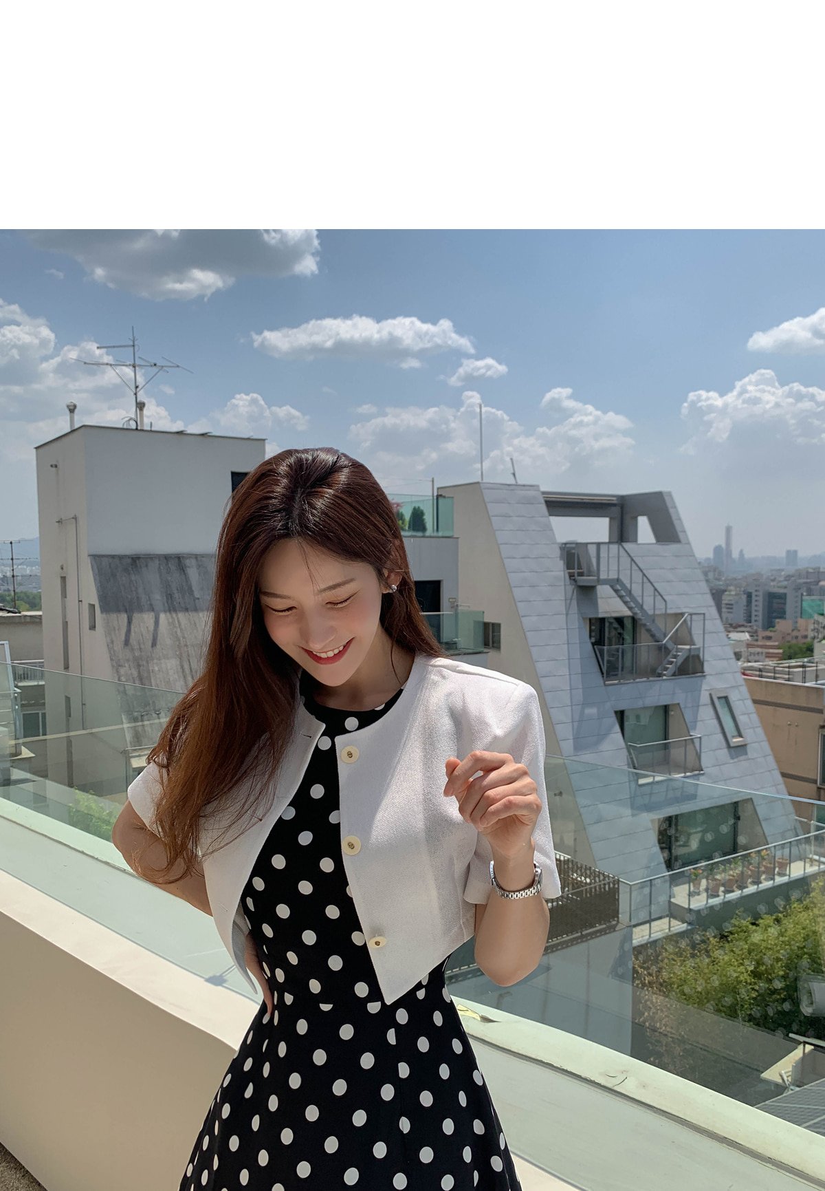 ベルト付ドットノースリワンピース | レディースファッション