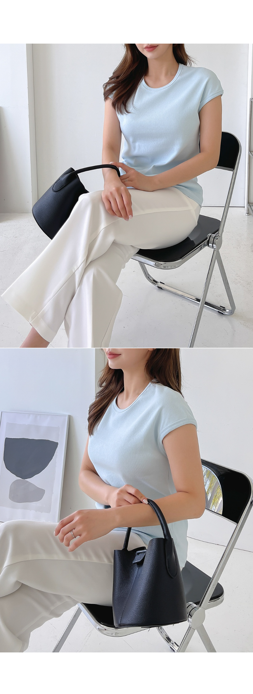 UネックフレンチスリーブTシャツ | レディースファッション通販
