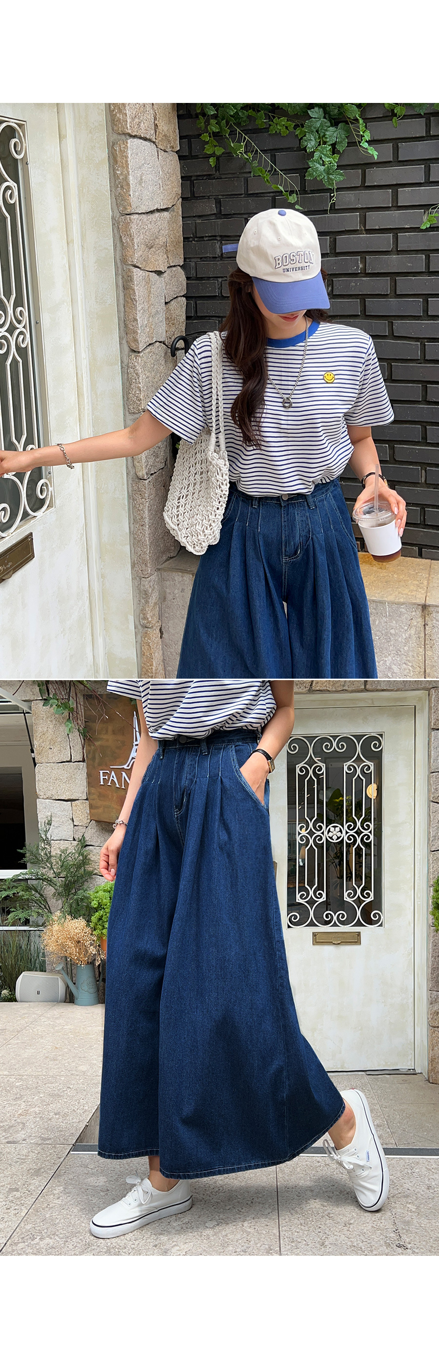 ピンタックデニムスカート風パンツ | レディースファッション通販 - DHOLIC