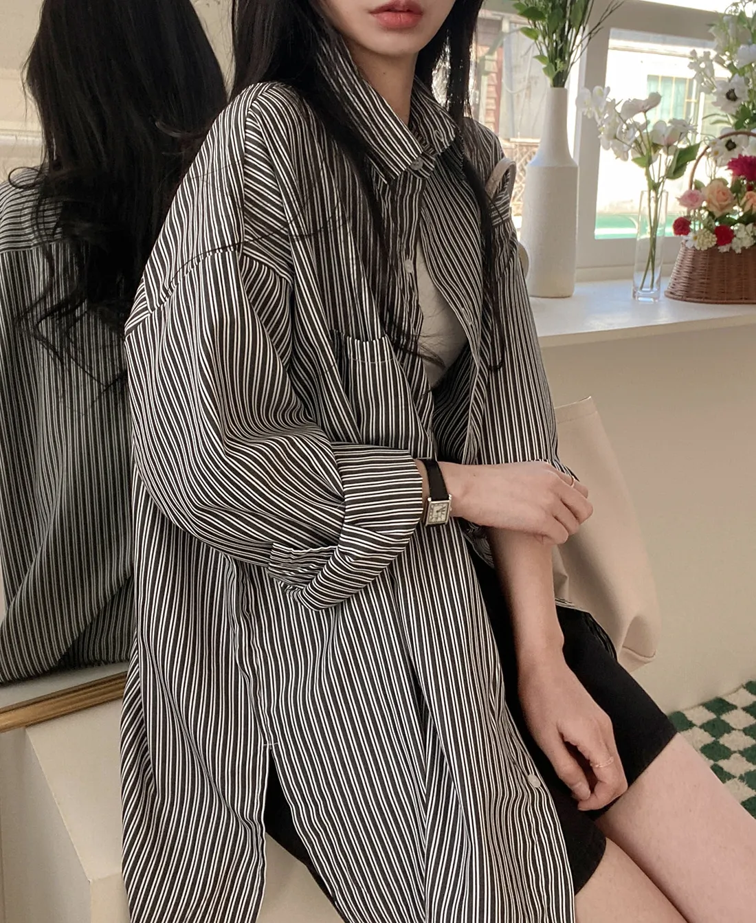 ストライプロングシャツ | レディースファッション通販 - DHOLIC
