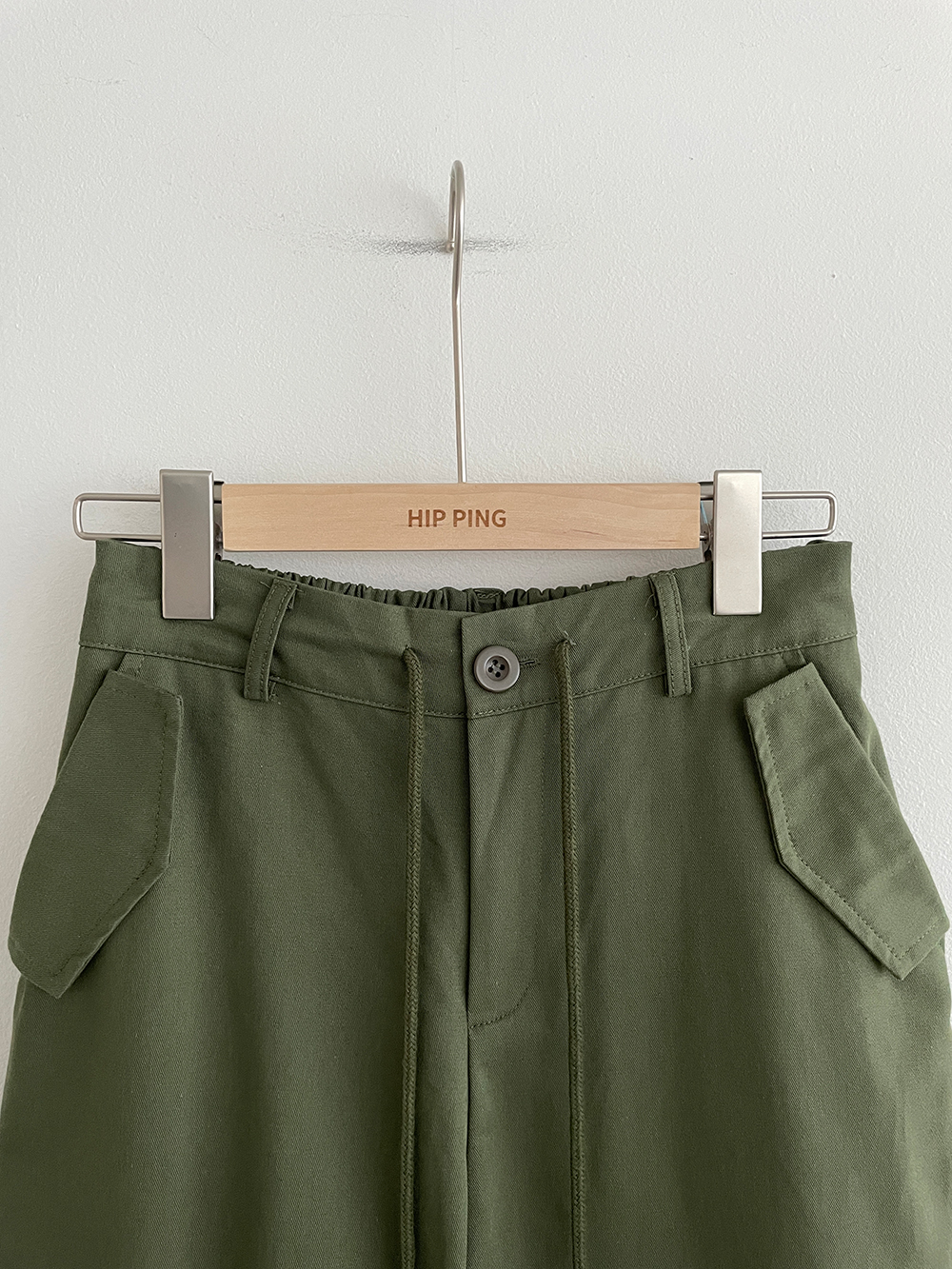 新品 ハイウエストラップパンツ ワイドパンツ ブラウン リネンライクハイウエストラップワイドパンツ（その他パンツ
