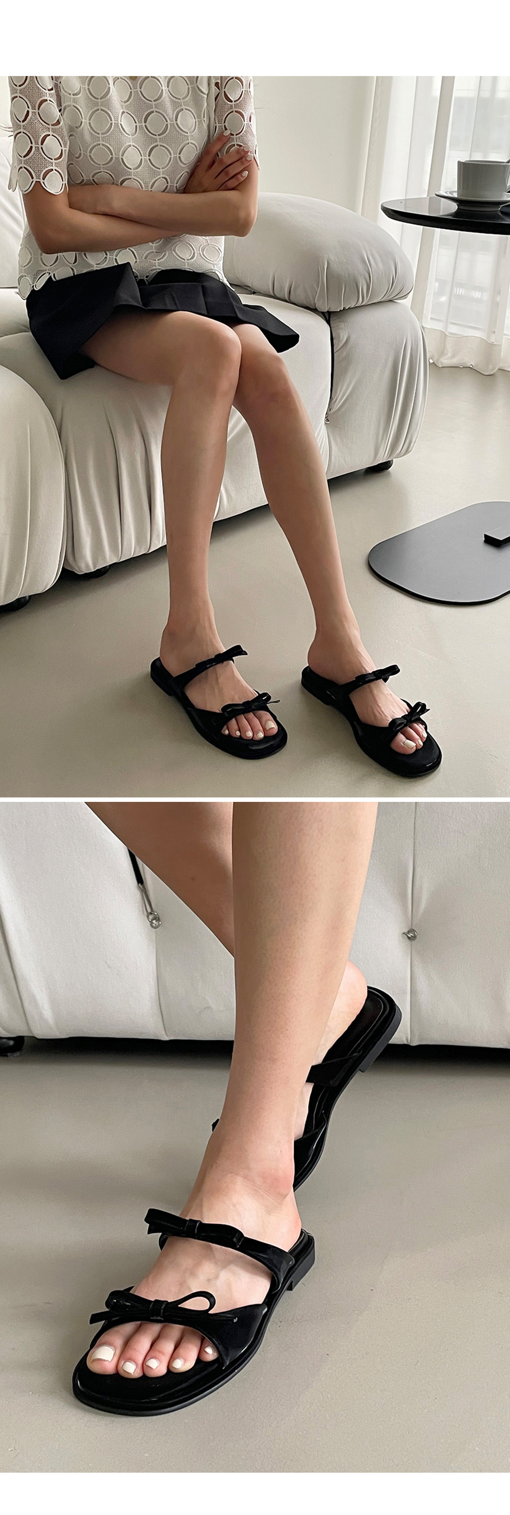 美品【OHGA】ダブルリボンサンダル L ブラック OHGA]ダブルリボンサンダル | KOBUNSHA SELECT SHOP | [OHGA