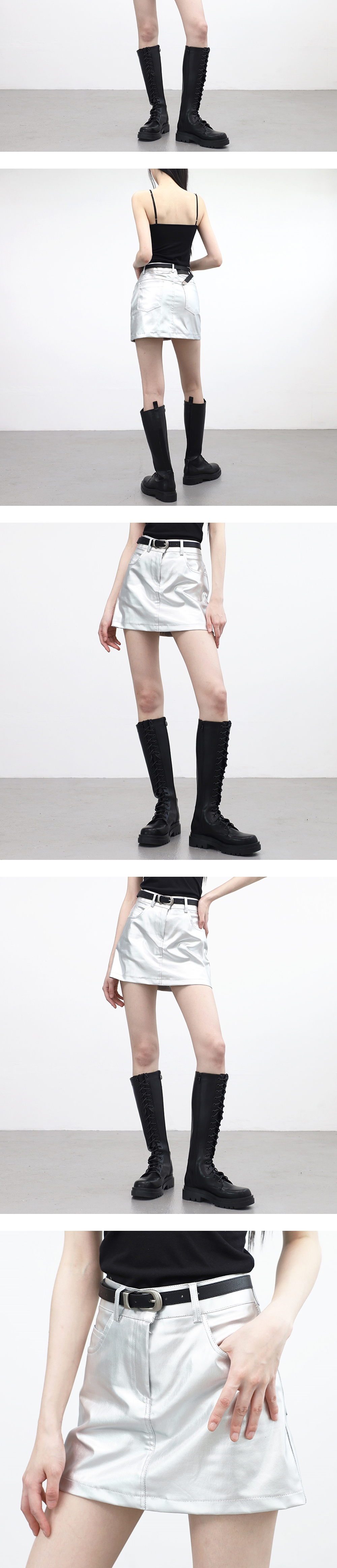 レザー調シルバーミニスカート | レディースファッション通販 - DHOLIC