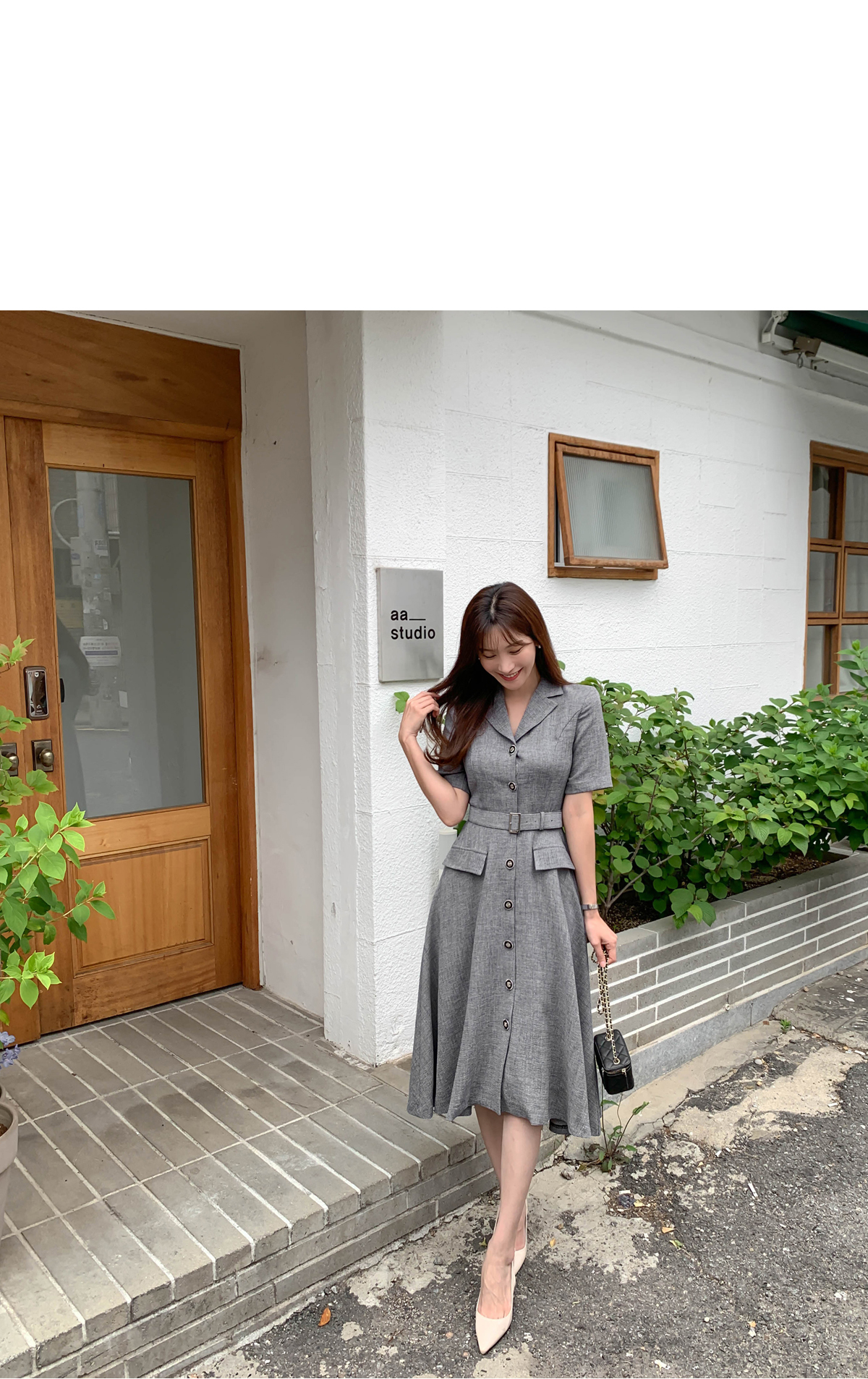 極美品✨フォクシー クラシックD 半袖フレアワンピース ベルト付き グレー 40 ベルト付カラーフレアワンピース | レディースファッション通販 - DHOLIC