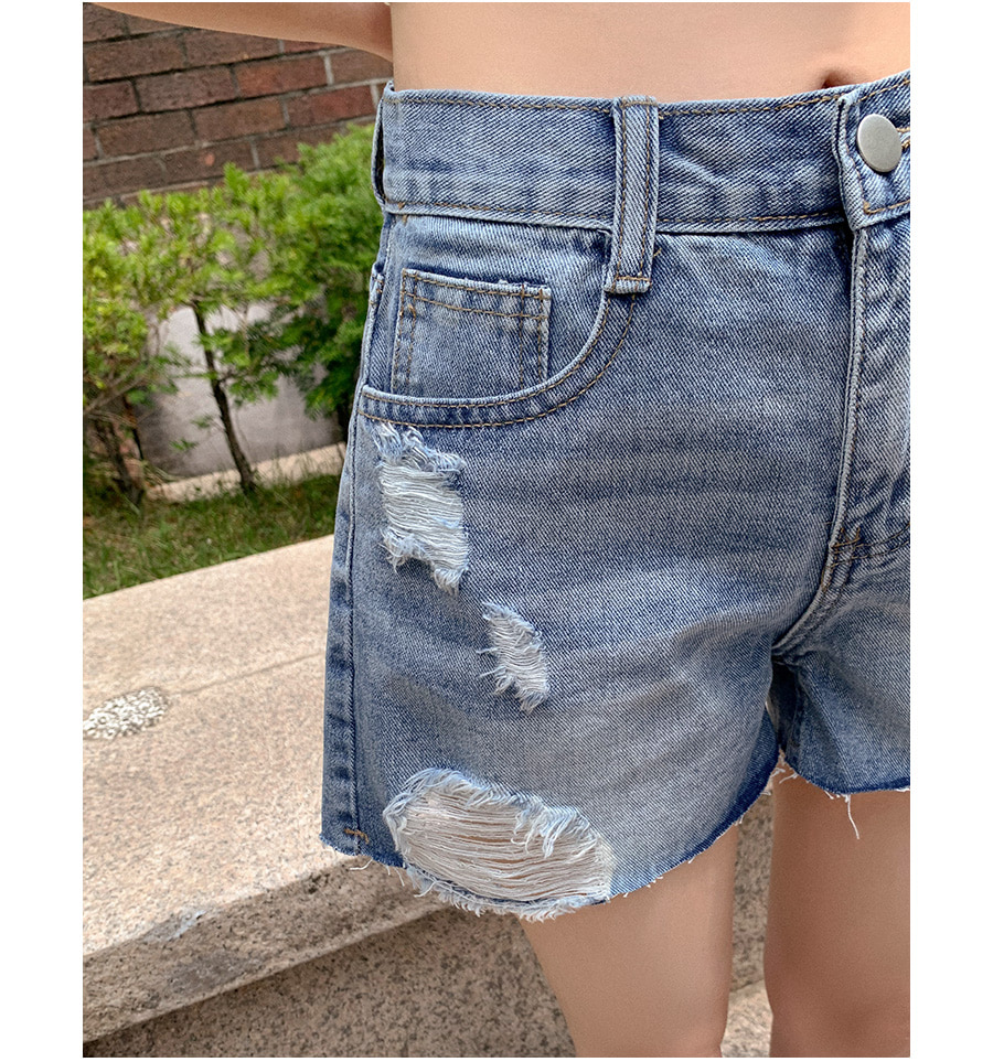 ダメージデニムショートパンツ | レディースファッション通販 - DHOLIC