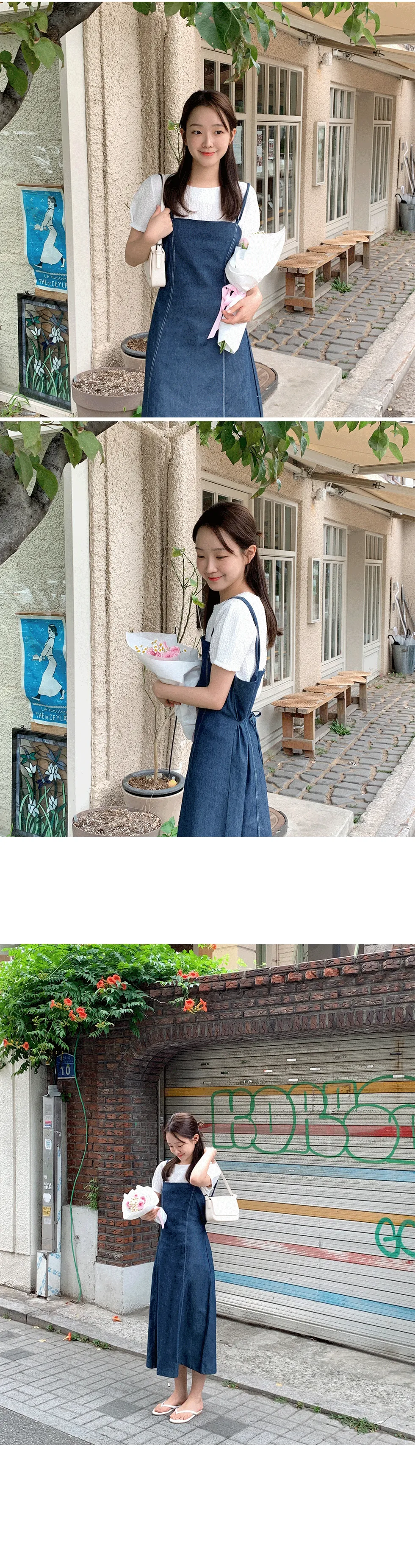 デニムダブルストラップワンピース | レディースファッション