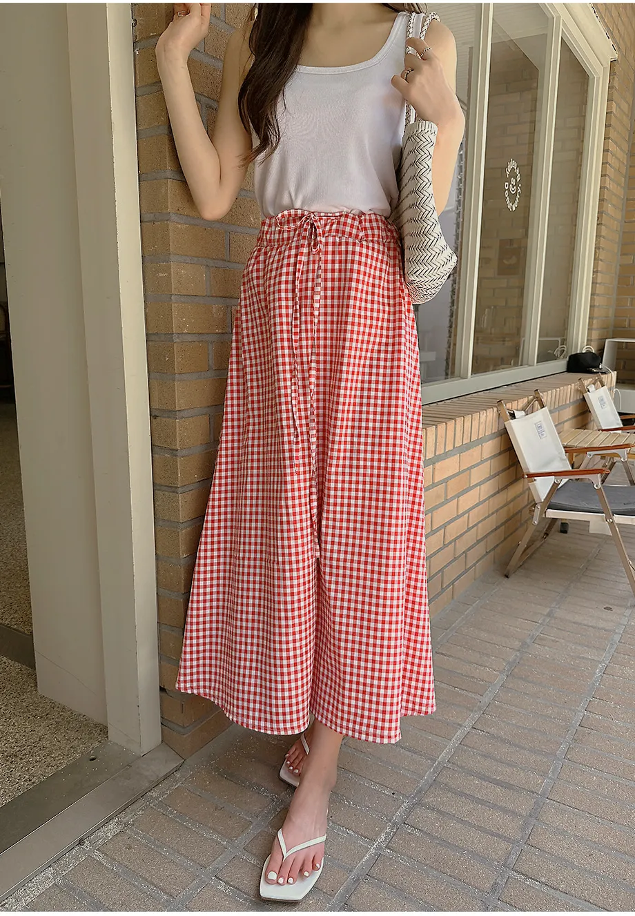 ギンガムチェックAラインスカート | レディースファッション通販 - DHOLIC 
