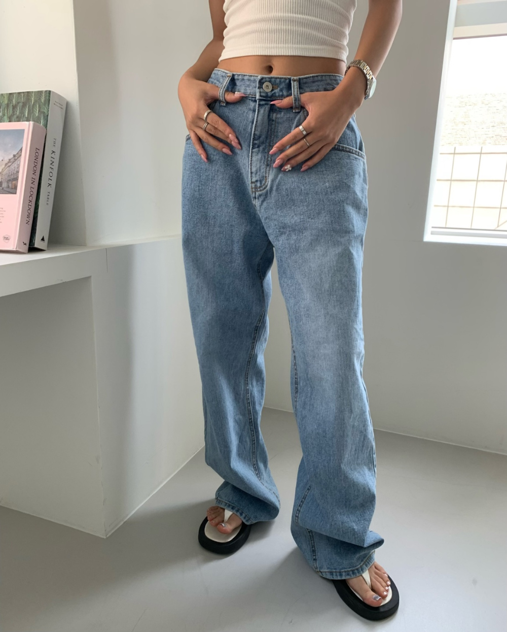 ドイツ製 hui-hui ウイウイ 切替えワイドデニムパンツ