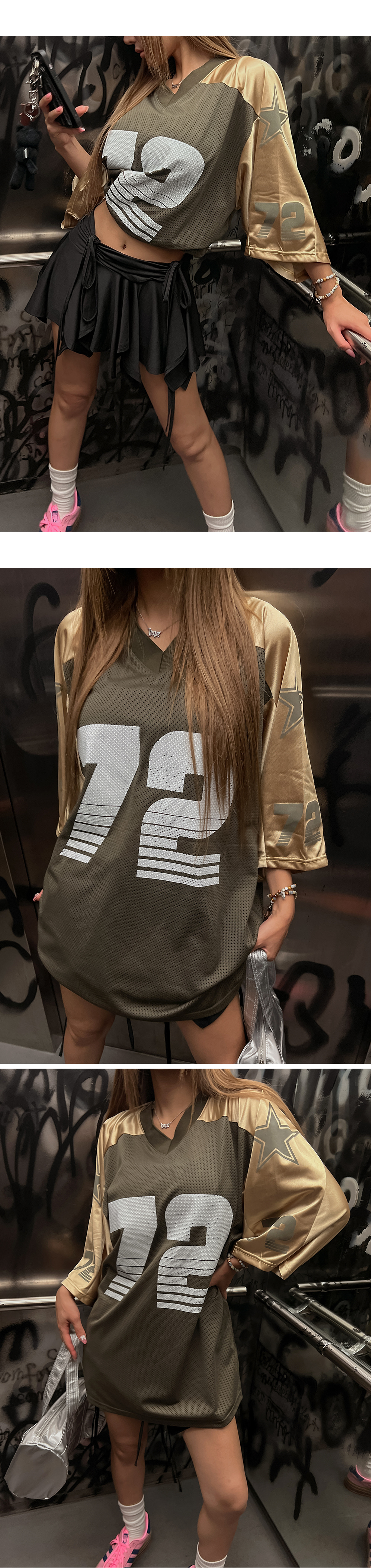 メタリックスターナンバリングTシャツ | レディースファッション