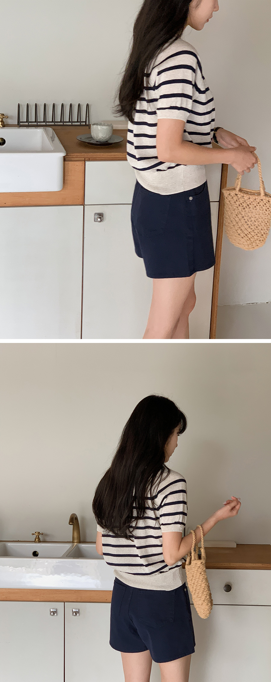 ネイビーコットンショートパンツ | レディースファッション通販