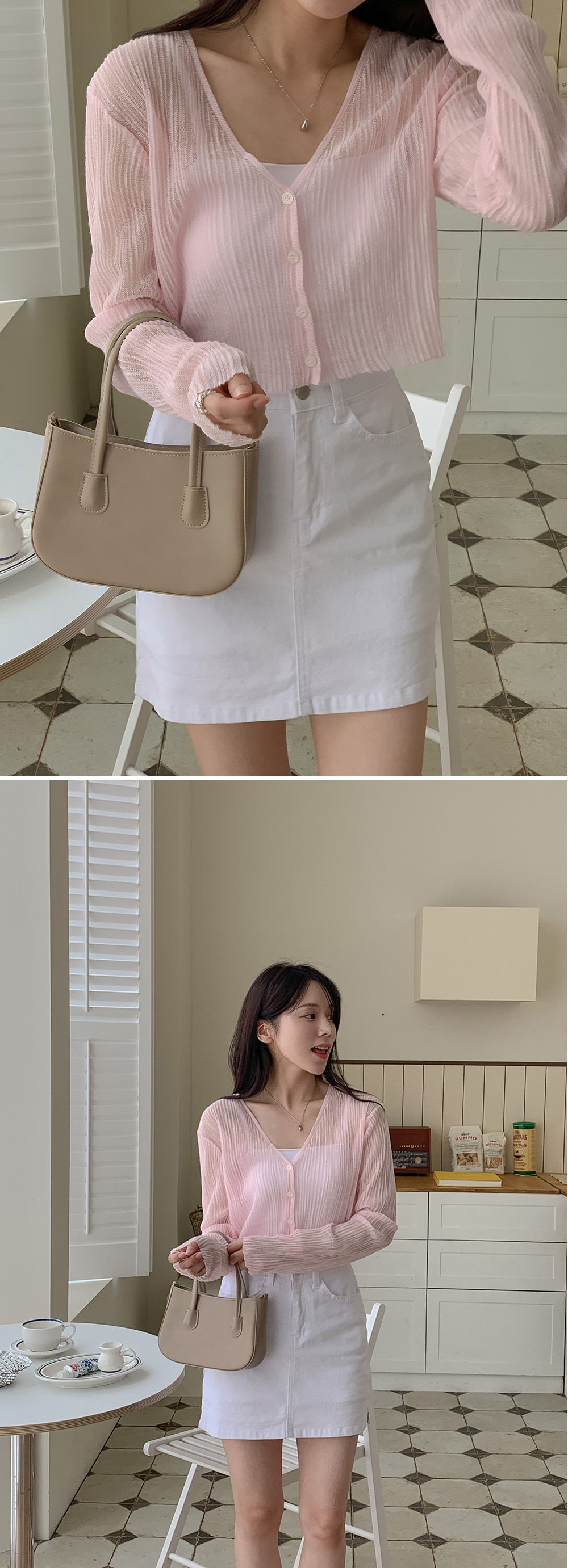 Theory - Theory 21ss シースルーVネックカーディガン Vネックシースルーリブクロップド夏カーディガン(4color
