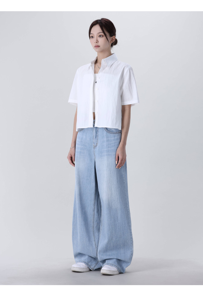ライトブルーワイドデニムパンツ | レディースファッション通販 - DHOLIC