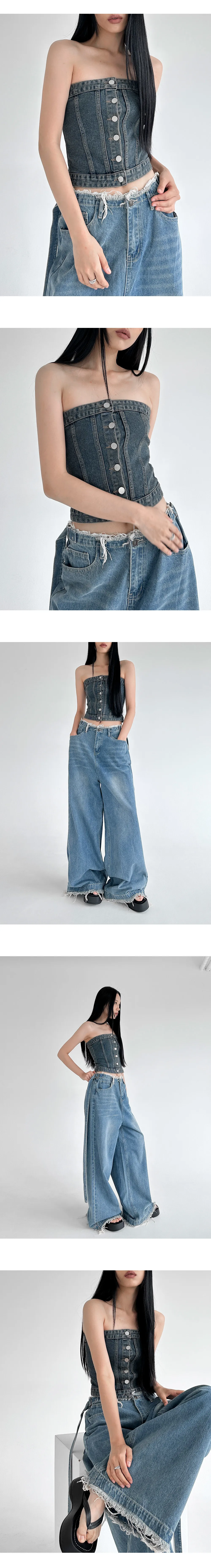 新品！VONDELデニムクロップド 定価23000円 （セール】ルーズフィット  