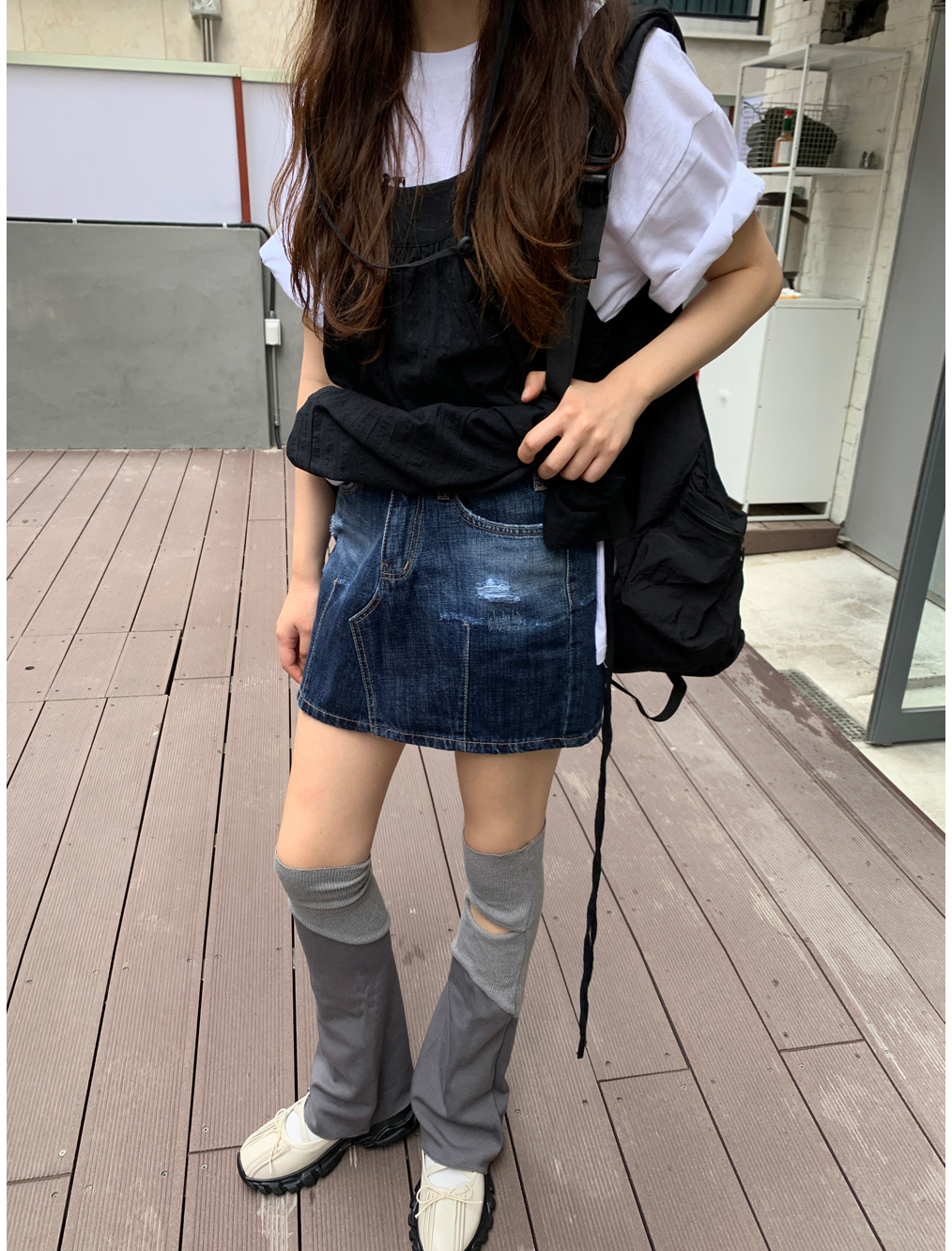 双子可♡美品♡denim dungaree ダメージデニムスカート 双子可♡美品♡denim dungaree ダメージデニムスカート 双子可♡美品
