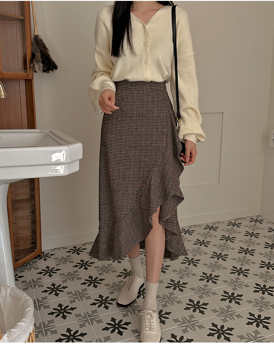チェックパターンフリルロングスカート | レディースファッション通販