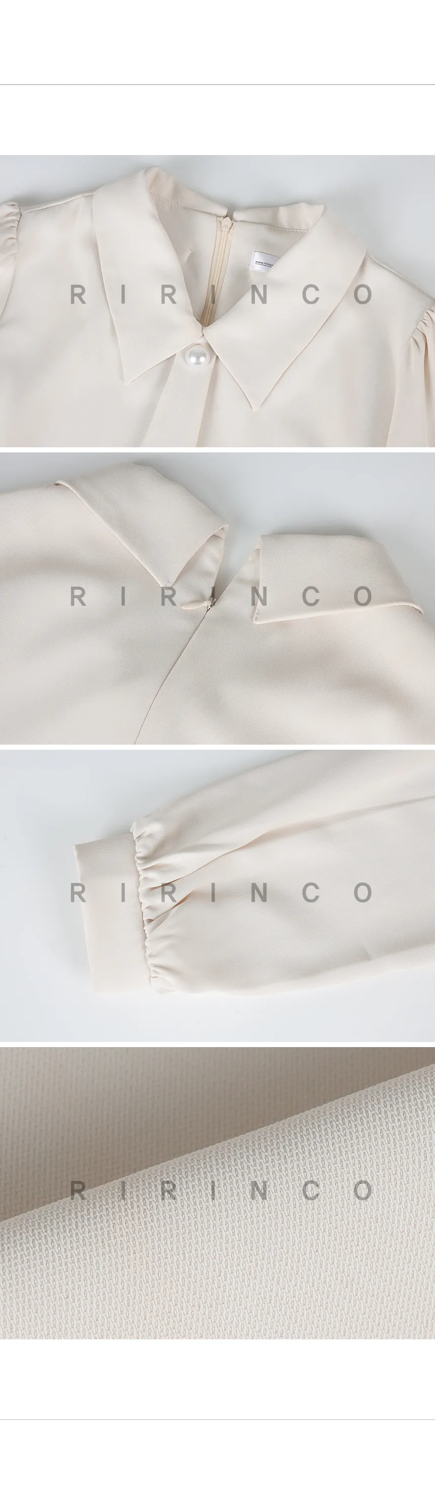 RIRINCO カラーネックタイシャーリングブラウス