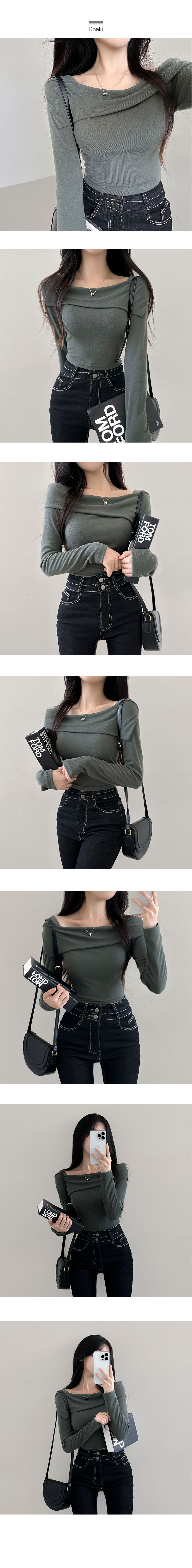カラーオフショル長袖Tシャツ | レディースファッション通販