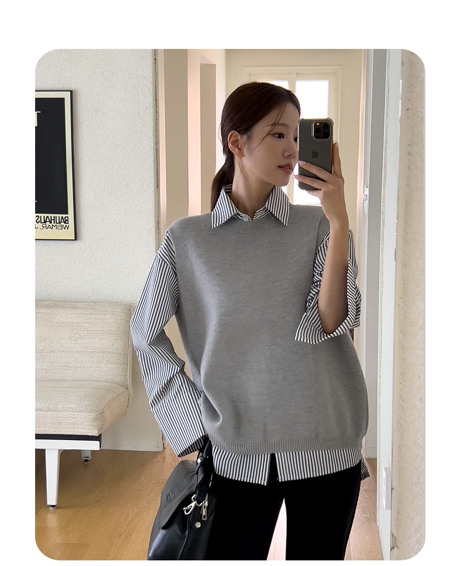 バックレスニットベスト&シャツSET | レディースファッション通販 - DHOLIC