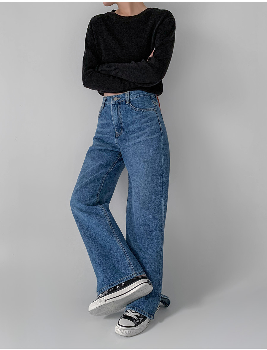 低身長向けスリットデニムパンツ | レディースファッション通販