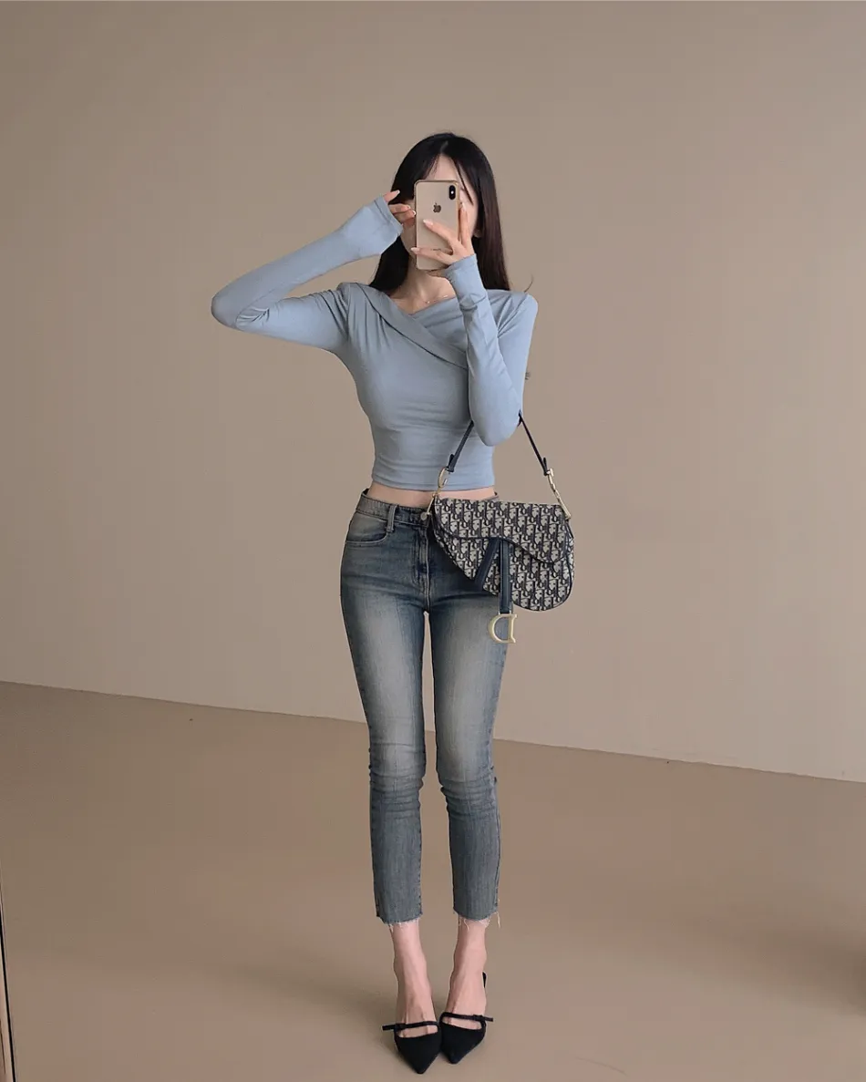 ローライズウォッシュスキニーデニムパンツ | レディースファッション 
