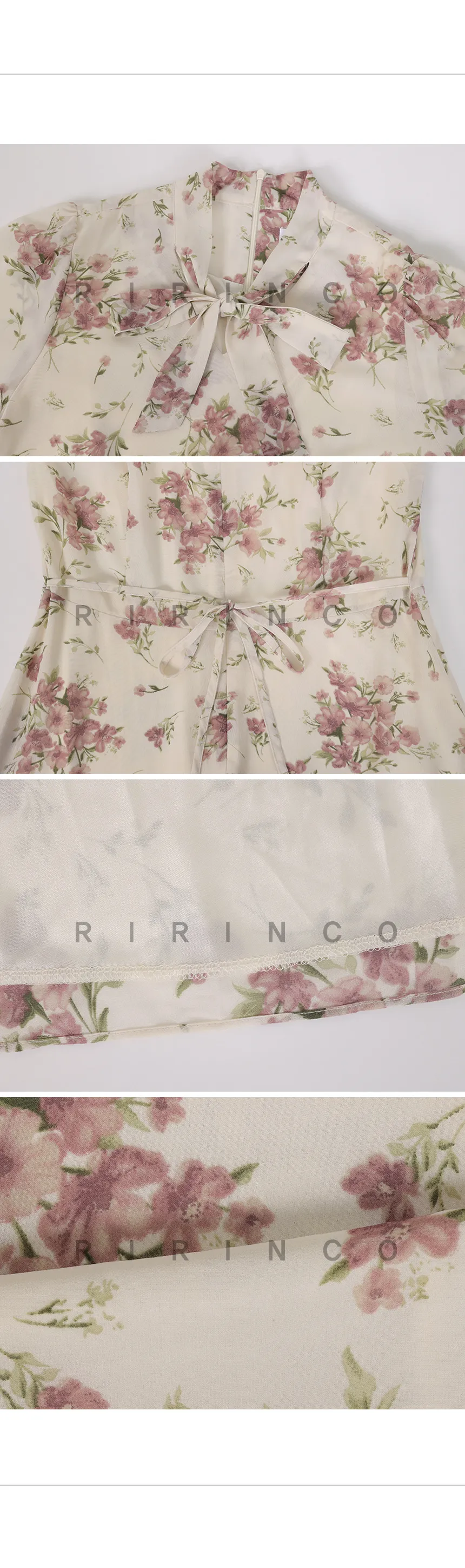 RIRINCO ネックラインストラップ付ロングシフォンワンピース