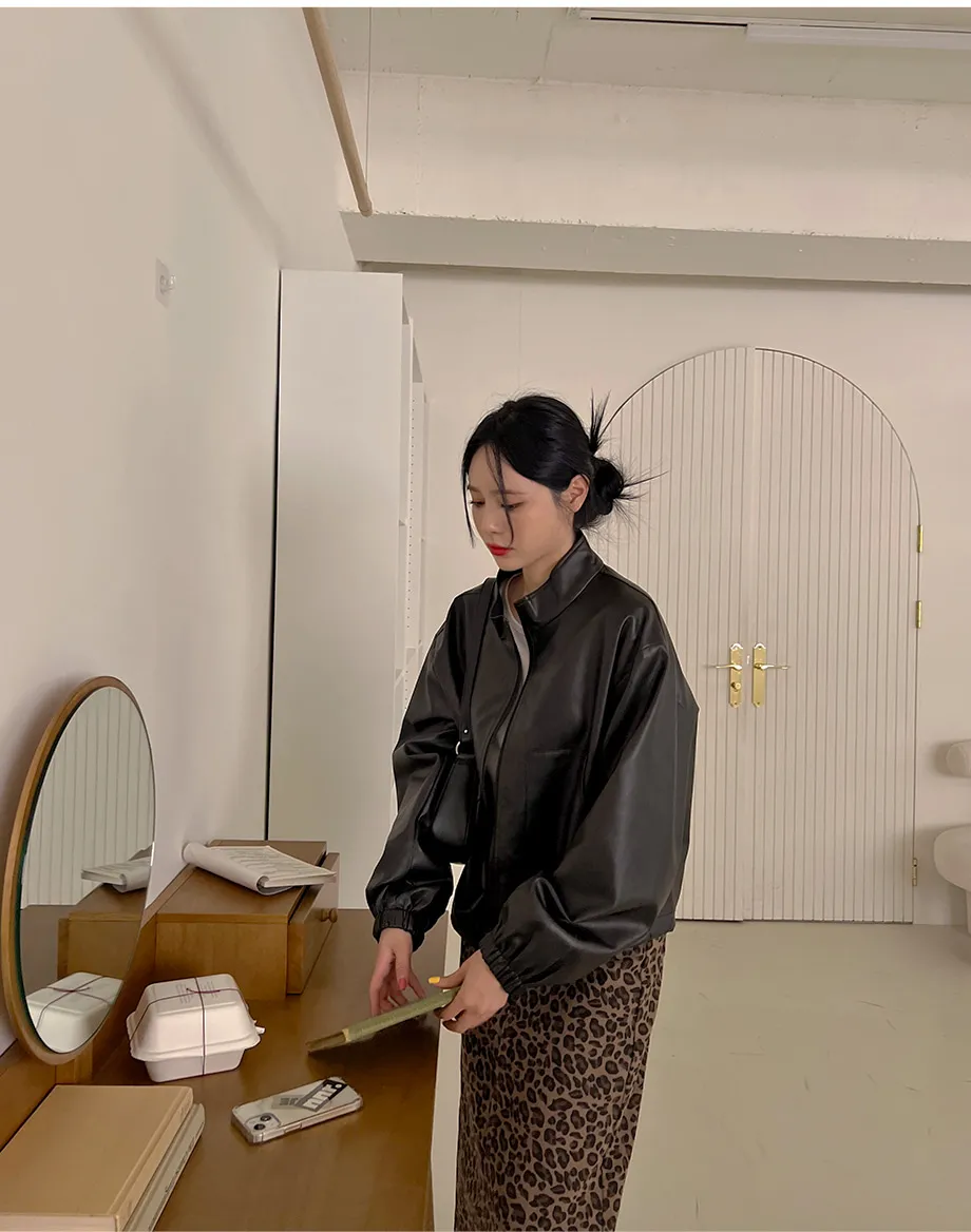リリエンコ フェイクレザーライダースストリングジャケット