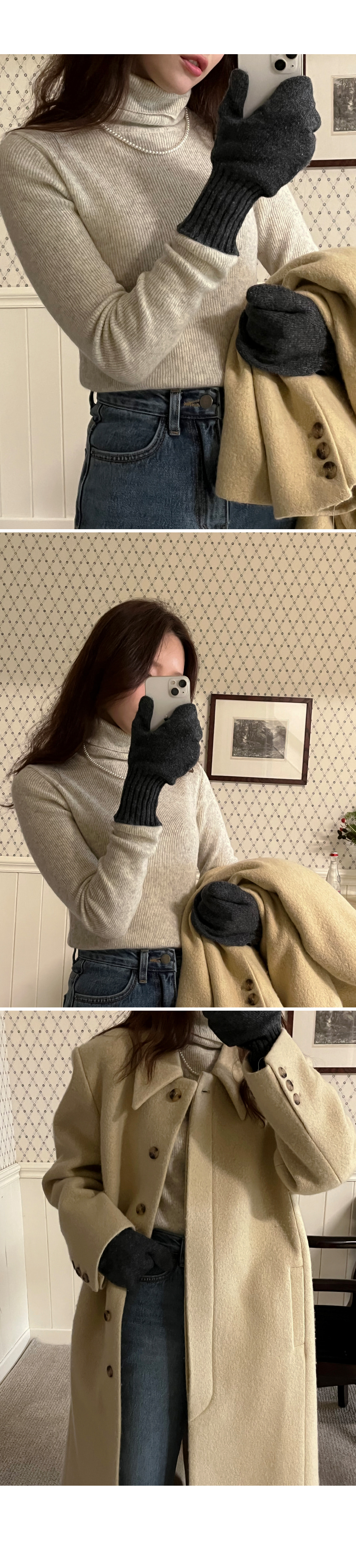 カシミヤ混タートルネックリブニット カシミヤ混タートルネックリブニット | レディースファッション