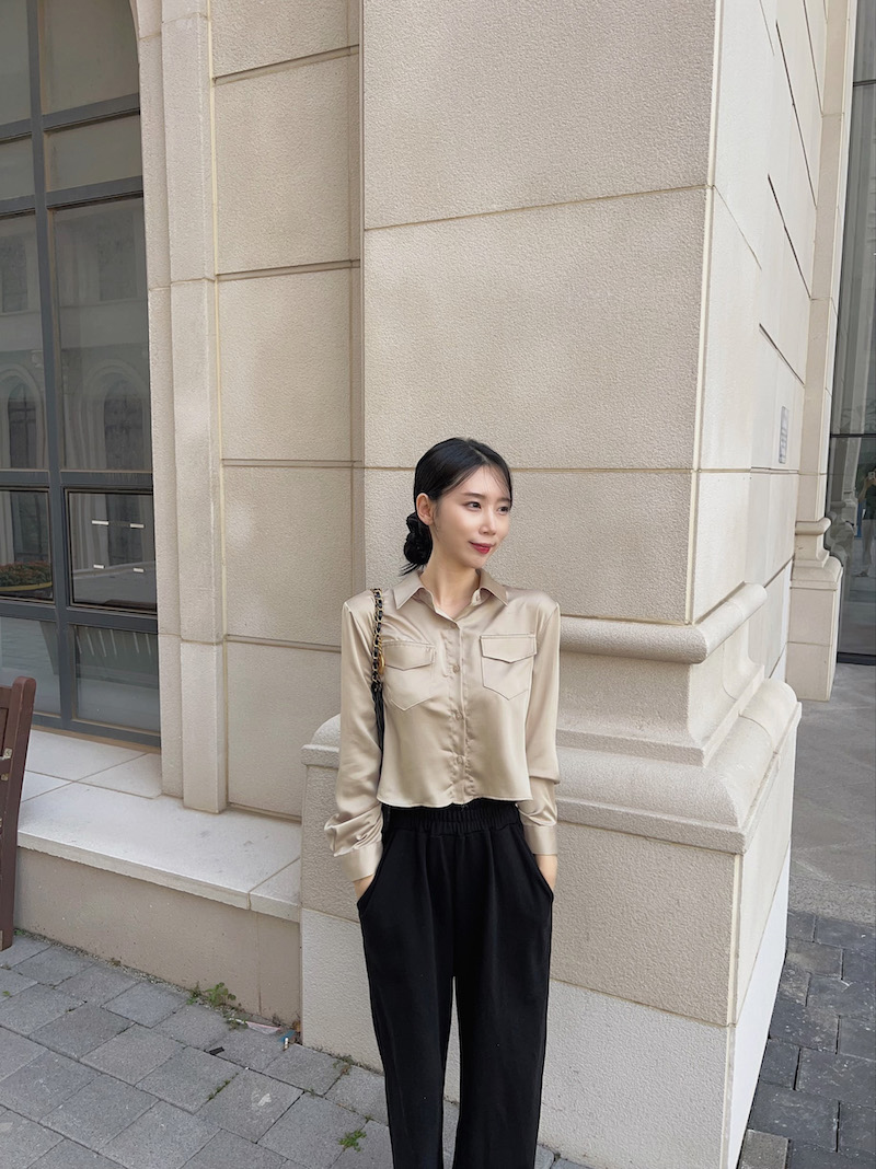 hholicサテンシャツ ジャケット アイボリー サテンシャツジャケット