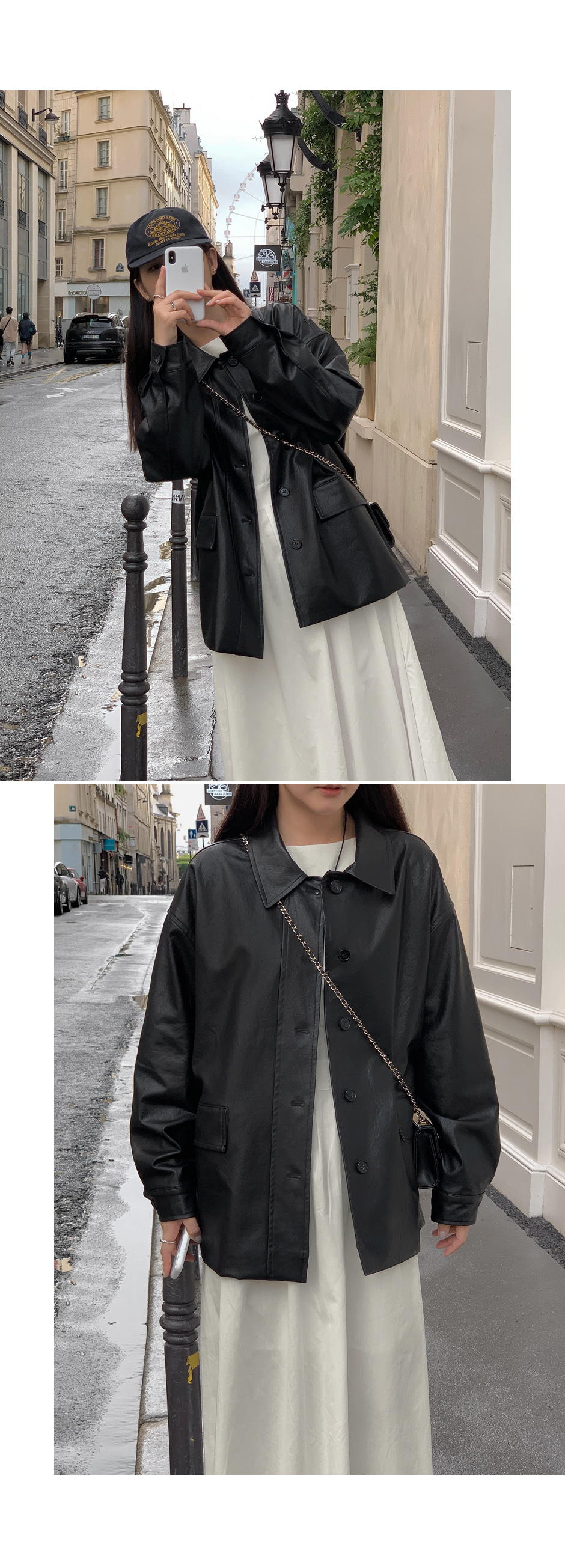DHOLIC♡完売 新品 レザー調シングルボタンミディジャケット シングルボタンレザー調ジャケット | レディースファッション