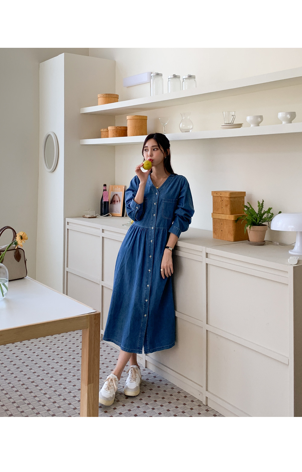 Vネックツーポケデニムワンピース | レディースファッション通販 - DHOLIC