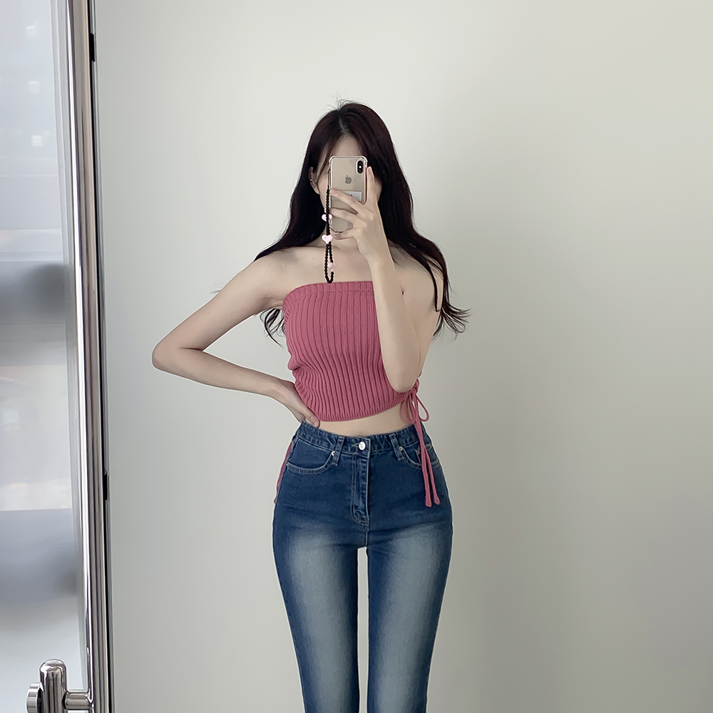 ulan DHOLIC リブジップチューブトップ&ボレロSET 3way 韓国 トップス