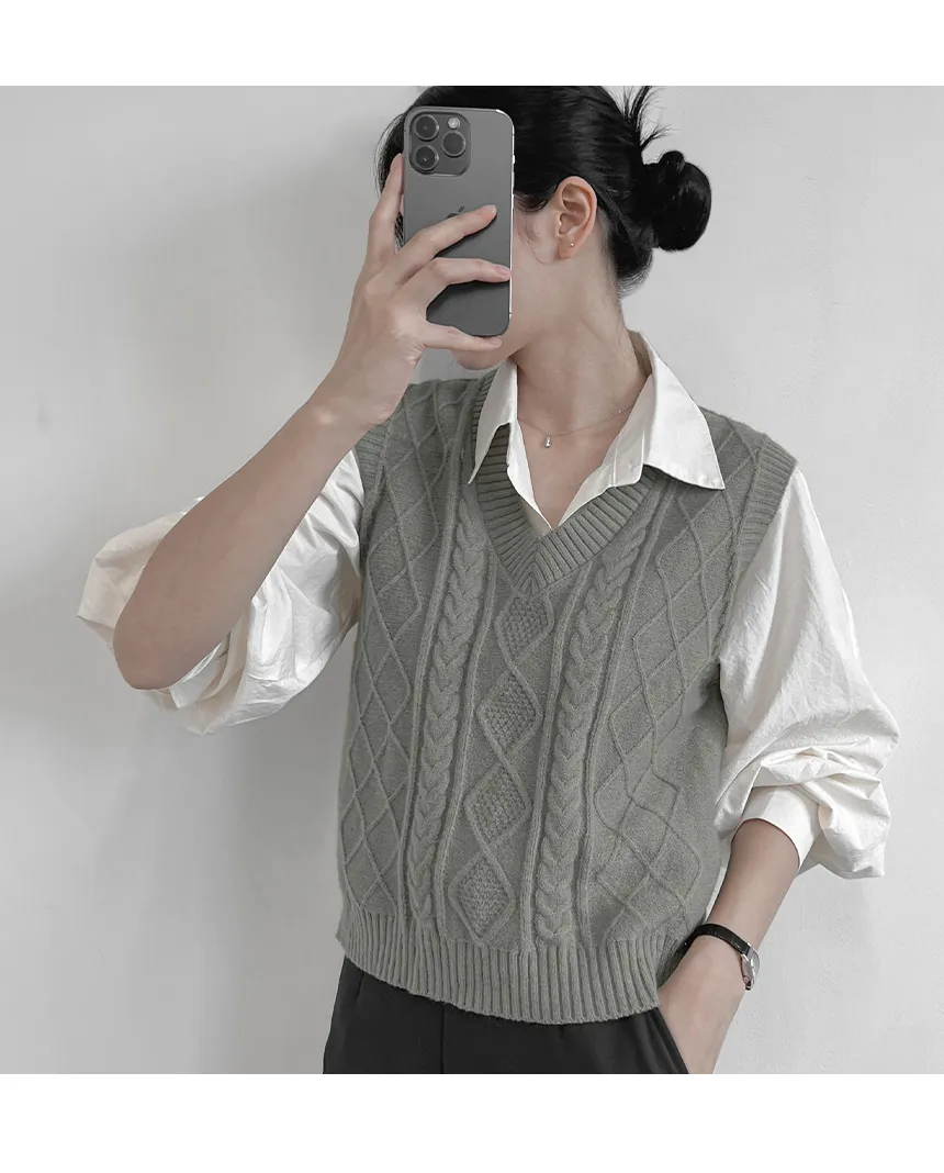 ROBERTO COLLINA per SHIPS ケーブル編みVネックベスト 即決 Roberto 