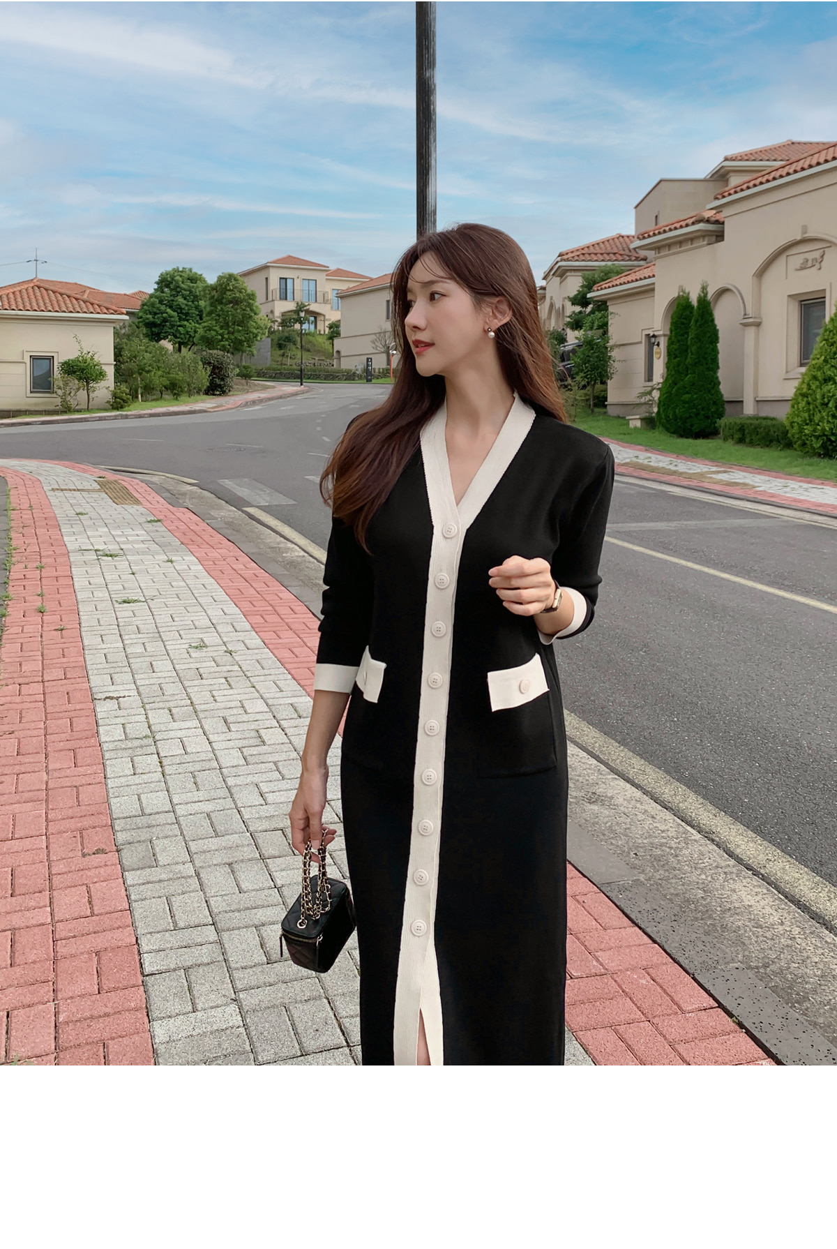 クリスチャンディオール　ウール　ニットワンピース　バイカラー　チュニック クリスチャンディオール ウール ニットワンピース バイカラー