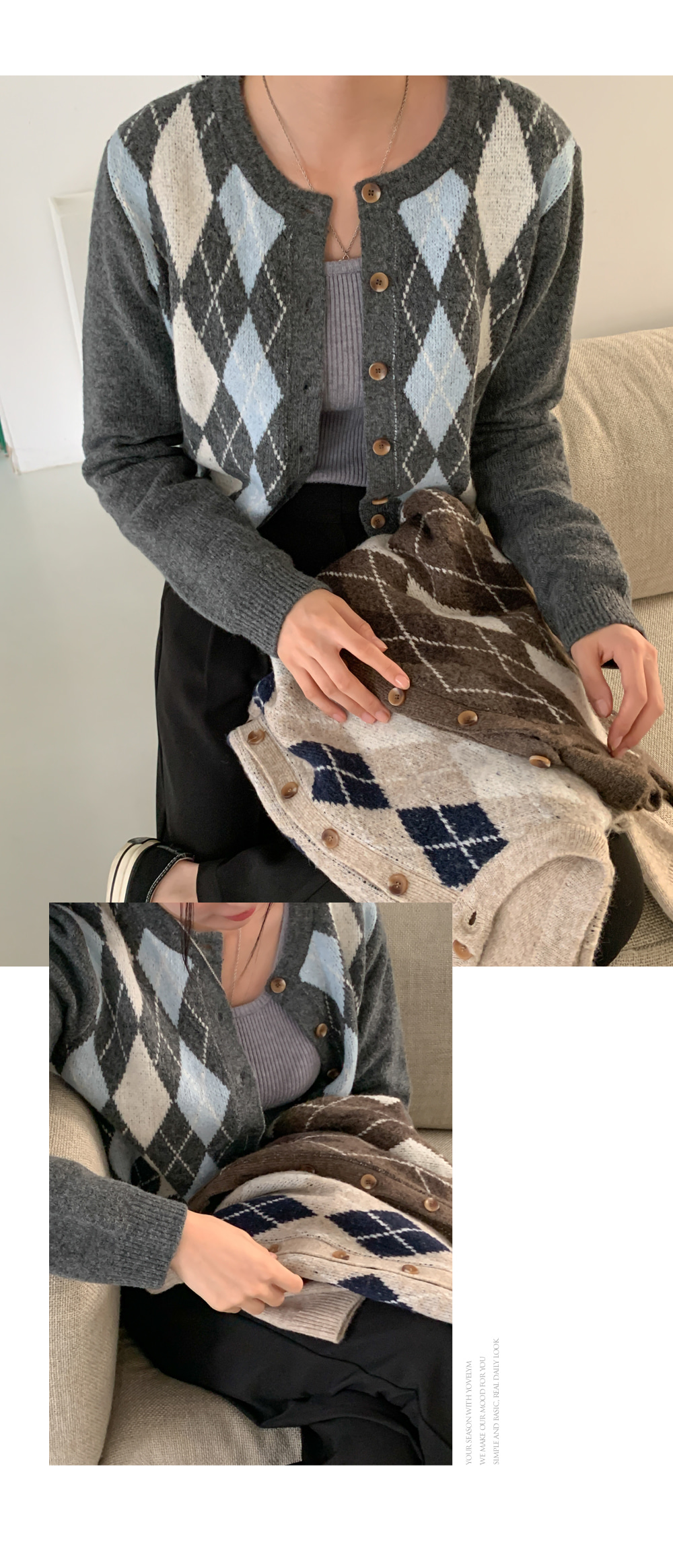 アーガイル柄ニットカーディガン | レディースファッション通販 - DHOLIC