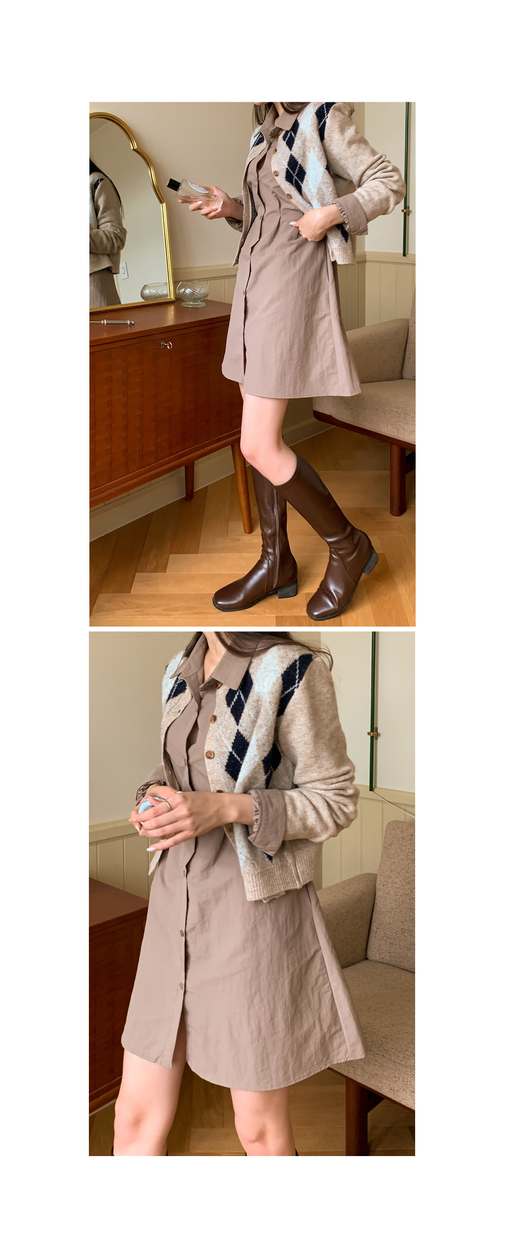 アーガイル柄ニットカーディガン | レディースファッション通販 - DHOLIC