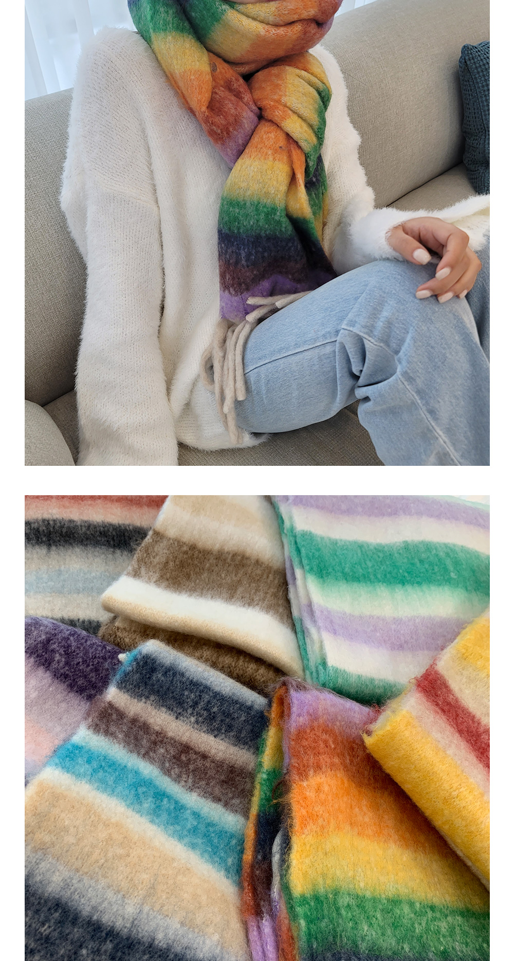 レインボーボーダーマフラー | レディースファッション通販 - DHOLIC