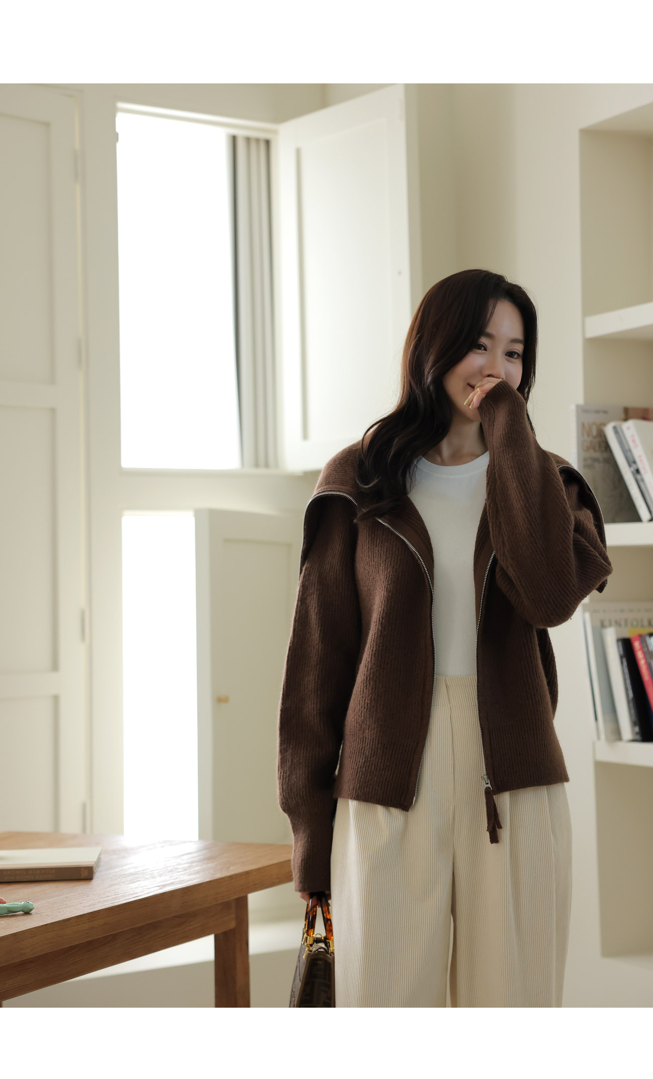 2WAYワイドカラージップカーディガン | レディースファッション通販