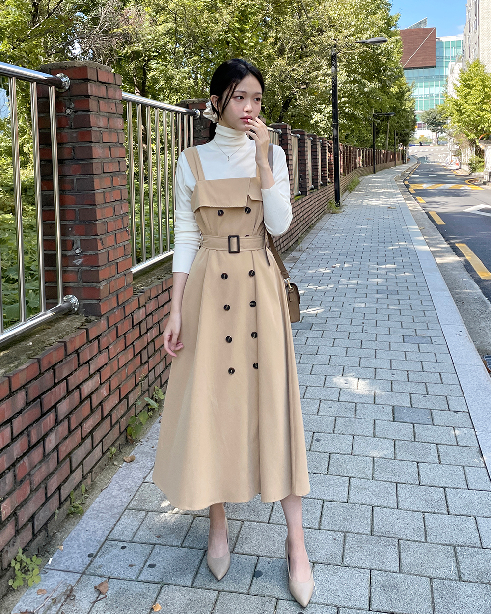Bibiy Francis vest トレンチワンピース miniministore｜トレンチワンピースVネックミニワンピ上品