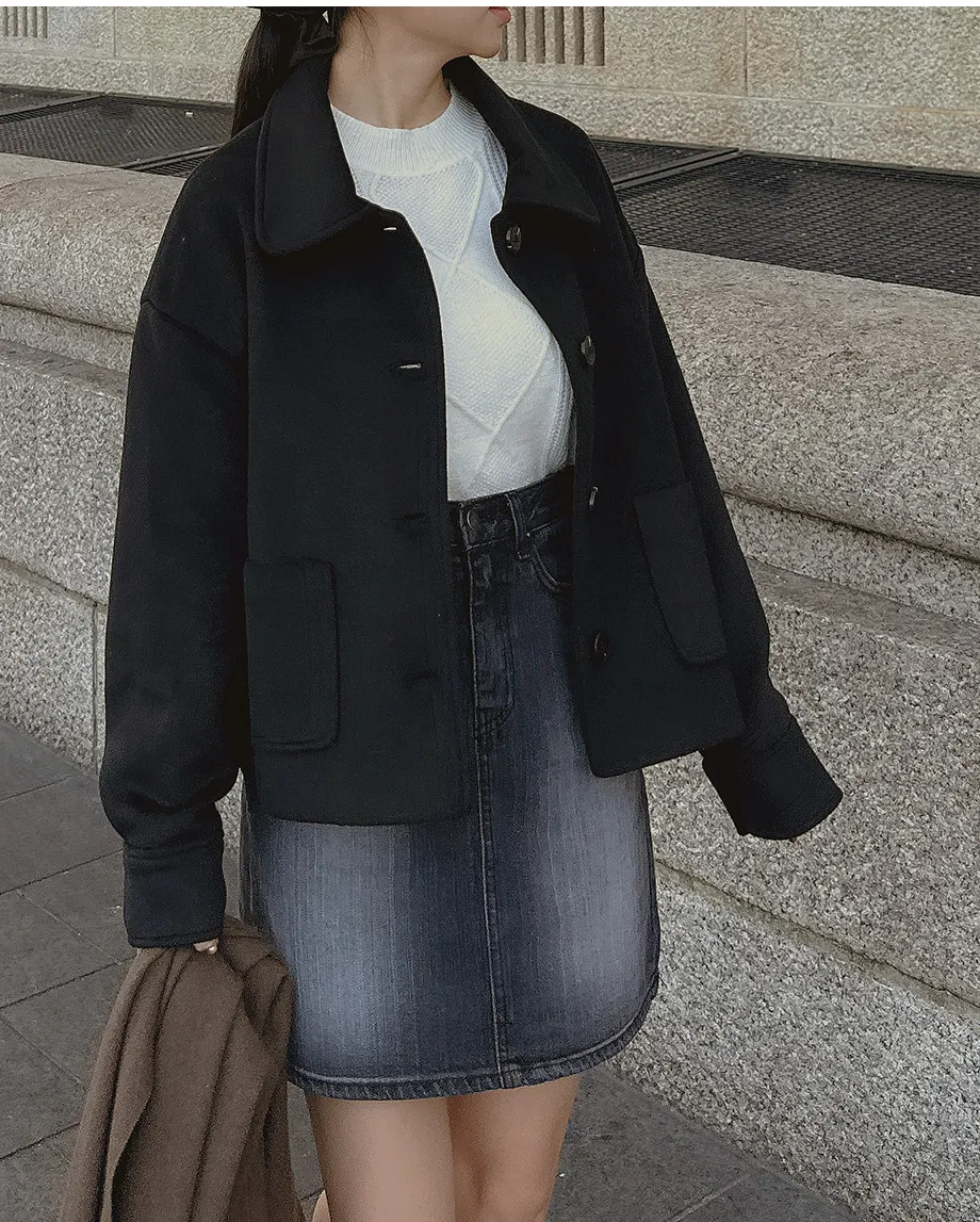 RIRINCO シングルボタンショート丈コート