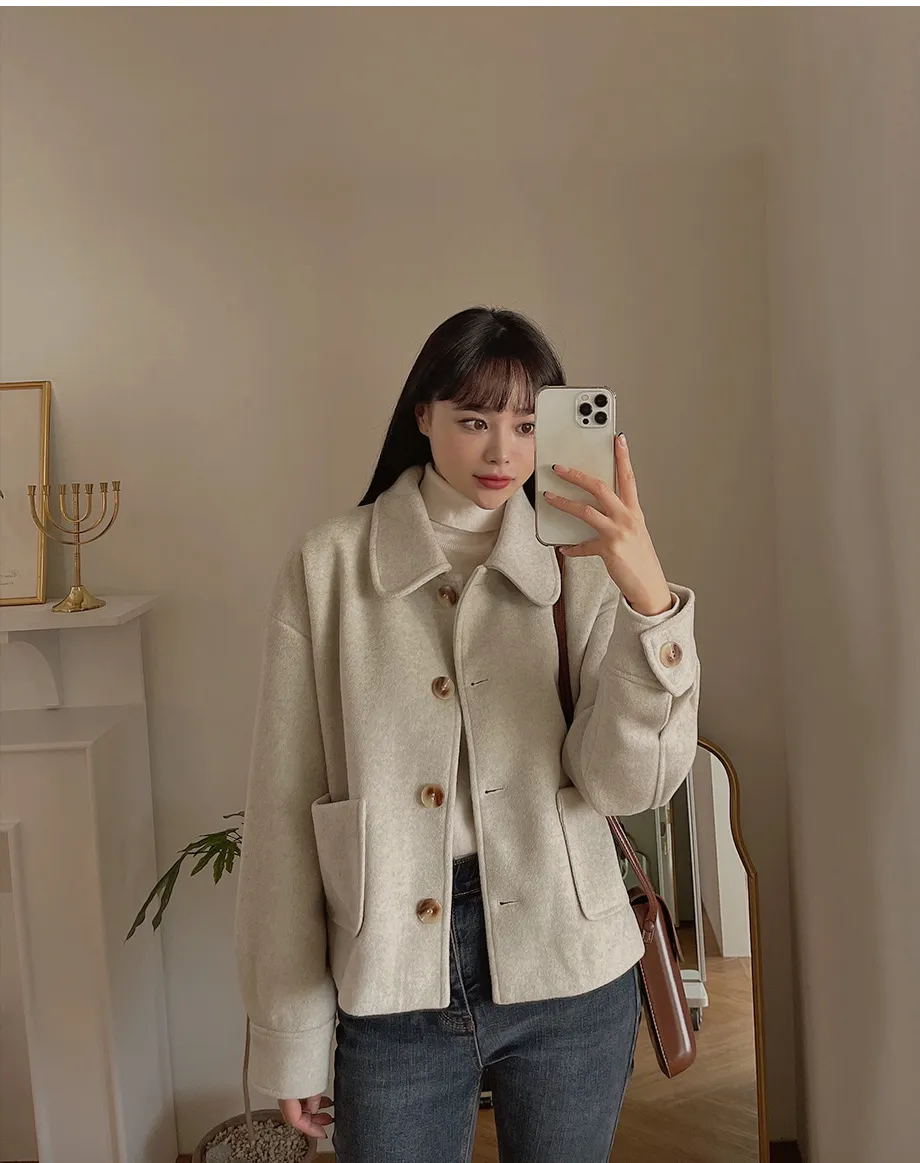 RIRINCO シングルボタンショート丈コート