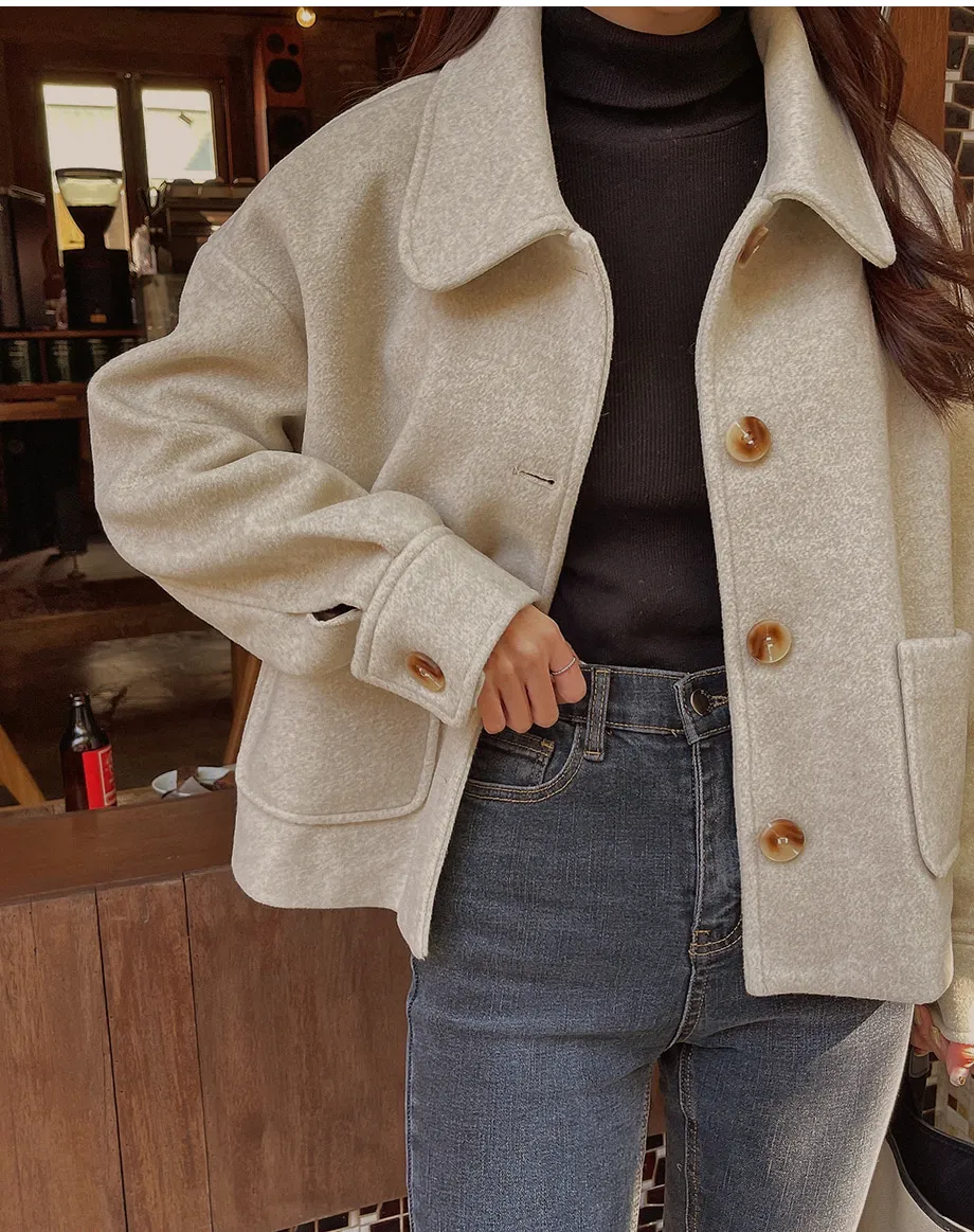 RIRINCO シングルボタンショート丈コート