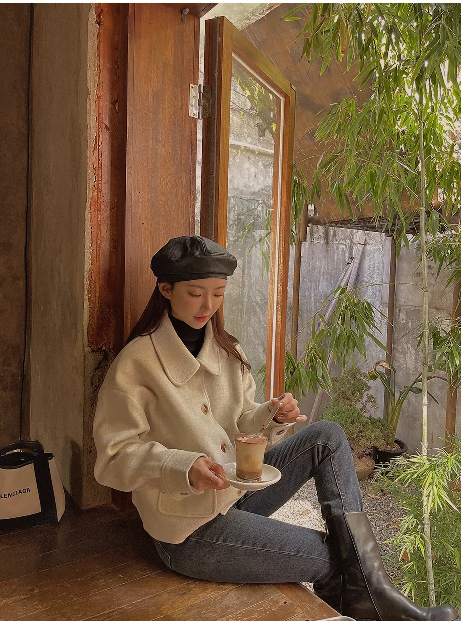 RIRINCO シングルボタンショート丈コート