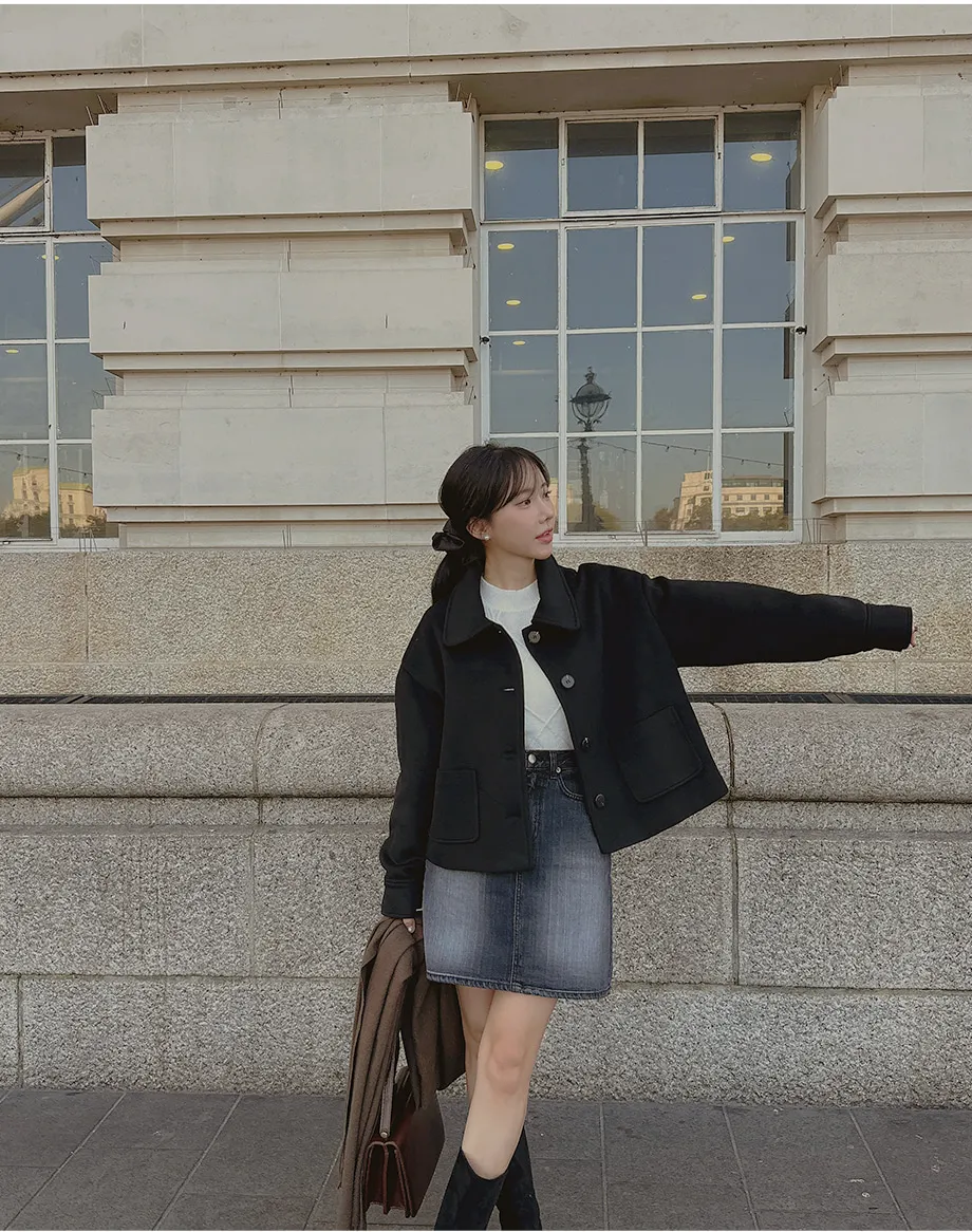 RIRINCO シングルボタンショート丈コート