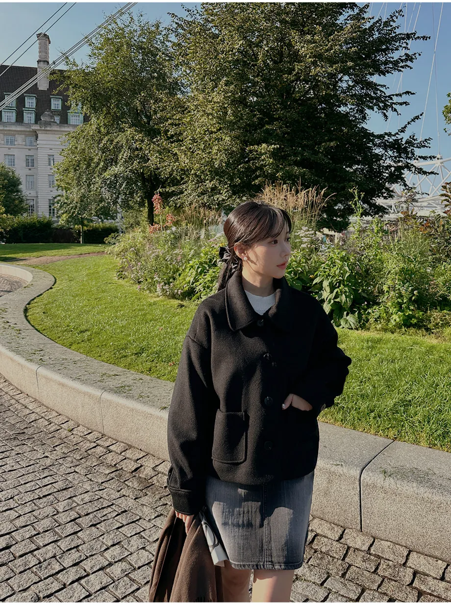 RIRINCO シングルボタンショート丈コート