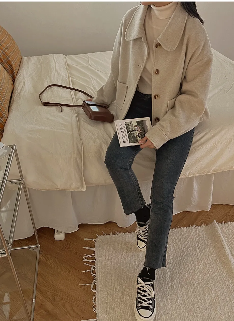 RIRINCO シングルボタンショート丈コート