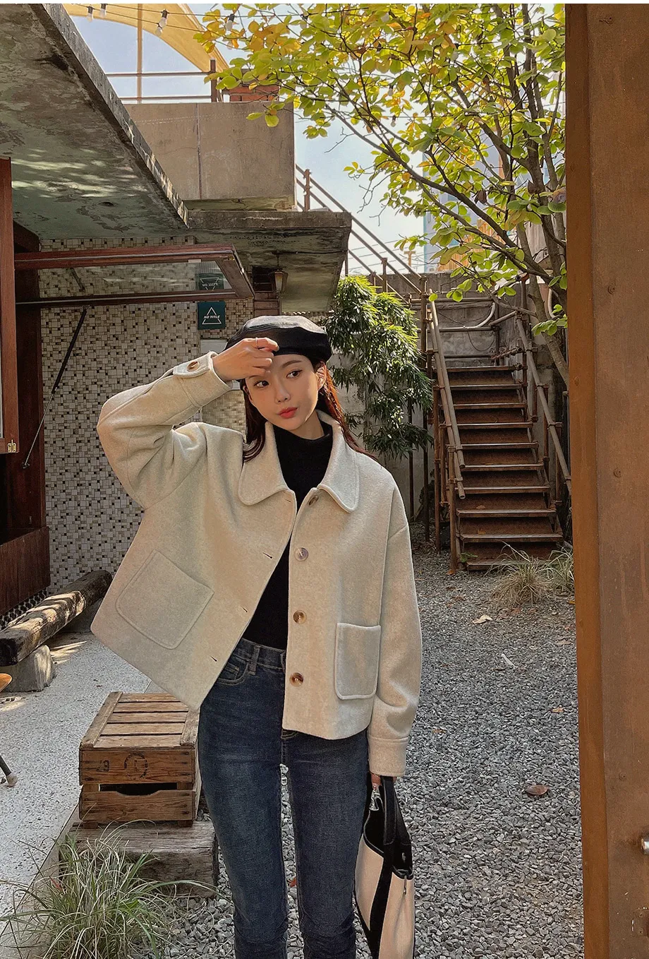 RIRINCO シングルボタンショート丈コート